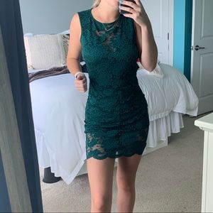 Green Lace Mini Dress